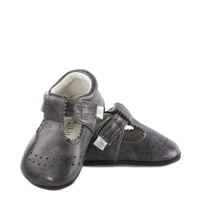 Jack & Lily Distressed Grey Nora T-Strap Moccasins