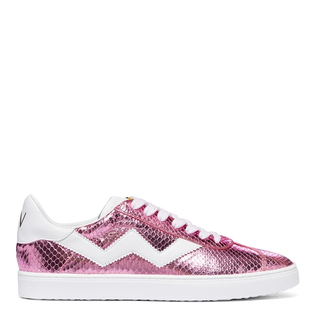 Stuart Weitzman Pink Snake Effect Leather Daryl Sneakers