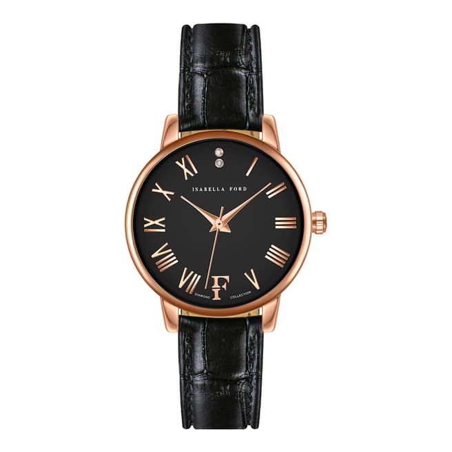 Isabella Ford Black Croco Ophelia Leather Watch 32mm