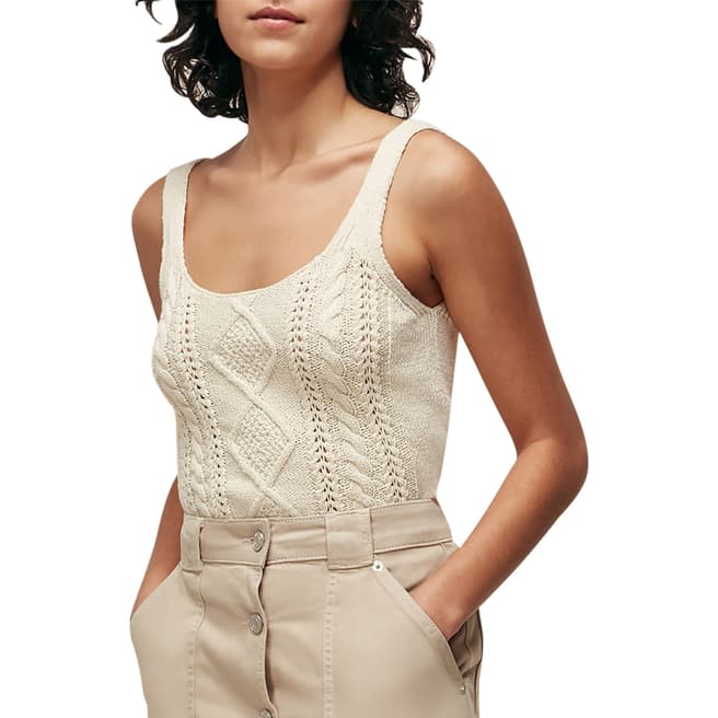 WHISTLES Ivory Cable Knitted Vest