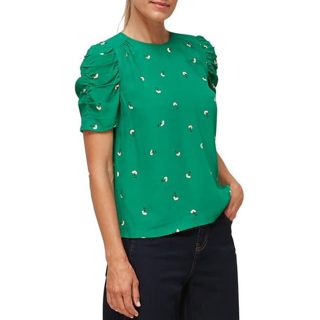 WHISTLES Green Romantic Floral Nelly Top