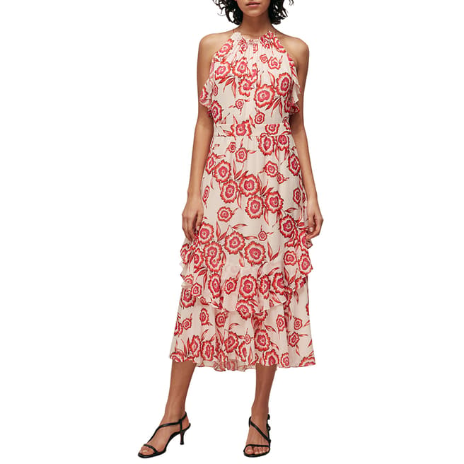 WHISTLES Pink/Multi Devina Diagonal Floral Dress
