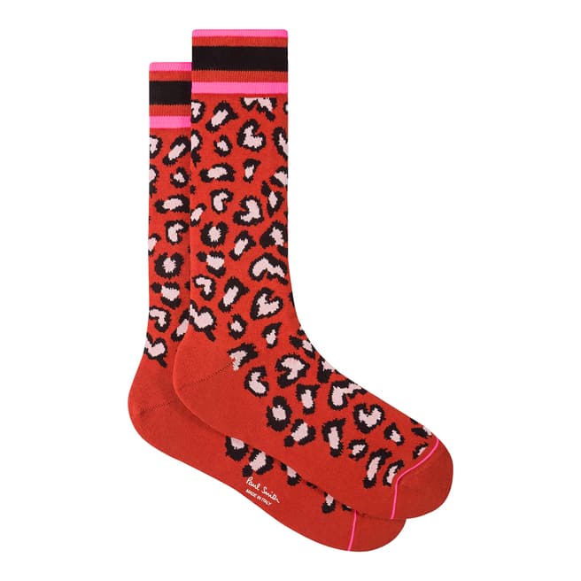PAUL SMITH Red Animal Print Socks