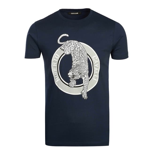 Roberto Cavalli Navy Circular Logo T-Shirt