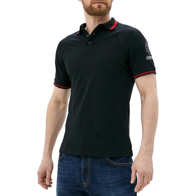 Roberto Cavalli Black Arm Logo Polo Shirt