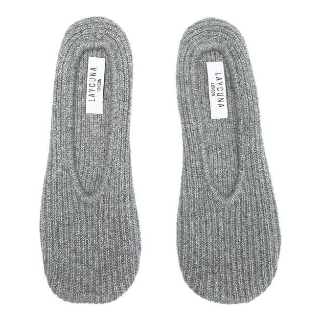 Laycuna London Grey Cashmere slipper socks 1250