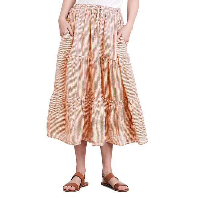 Velvet By Graham and Spencer Tan/Natural Printed Stripe Cotton Skirt