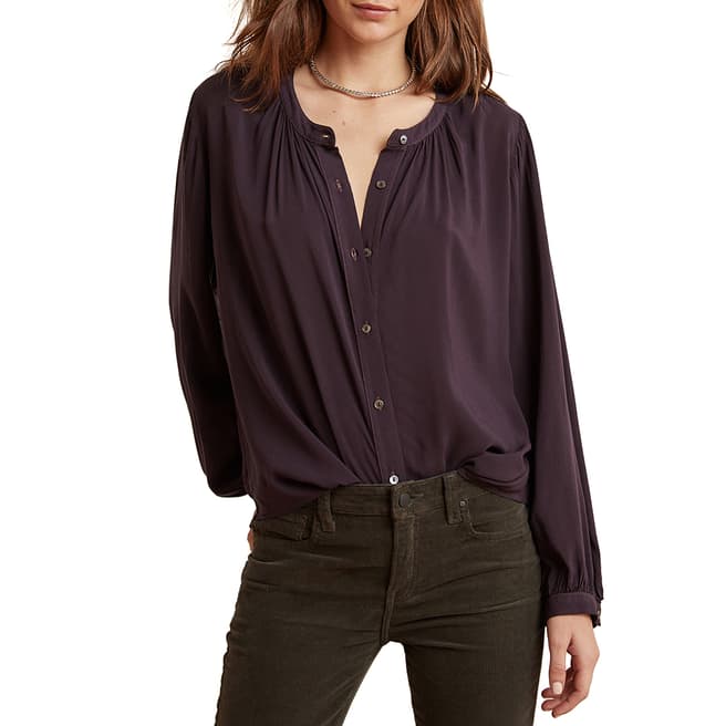 Velvet By Graham and Spencer Navy Button Through Top