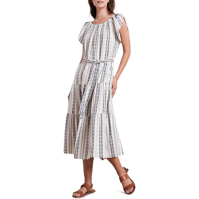 Velvet By Graham and Spencer Blue Stripe Cotton Jacquard Dress