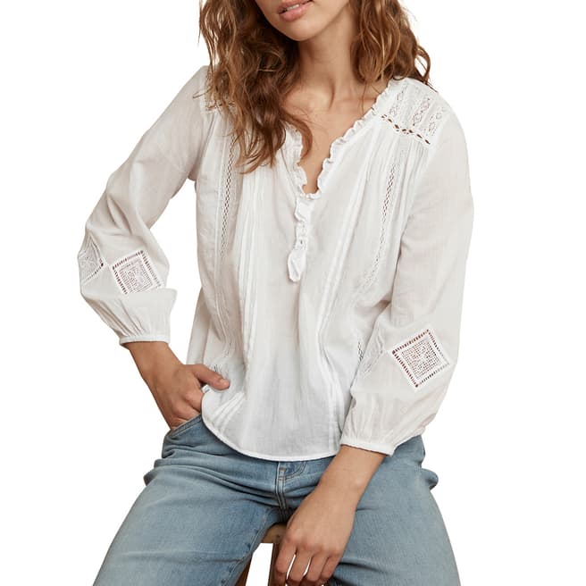 Velvet By Graham and Spencer White Cotton Lace Top