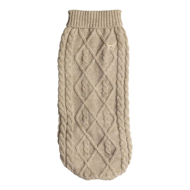 House Of Paws Polo Neck Cable Knit Oatmeal, Small