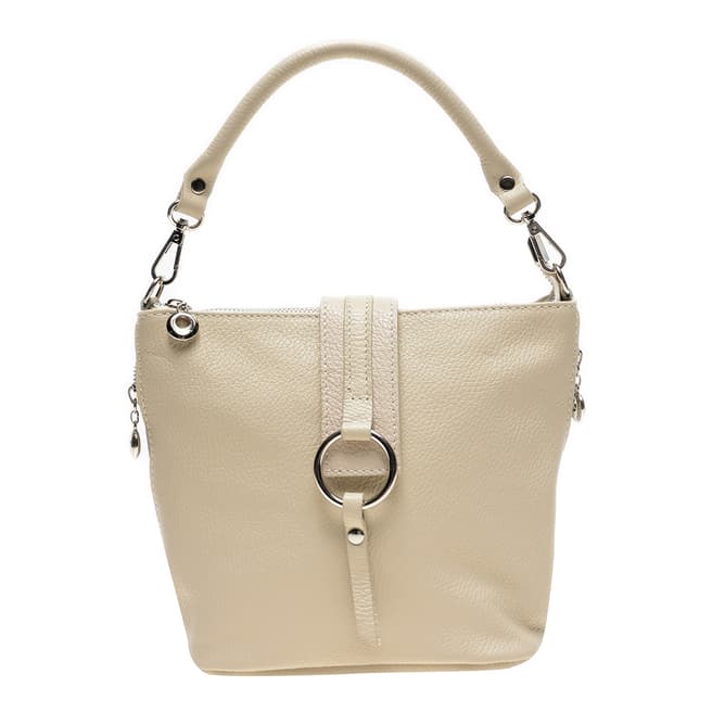 Isabella Rhea Beige Leather Top Handle Bag