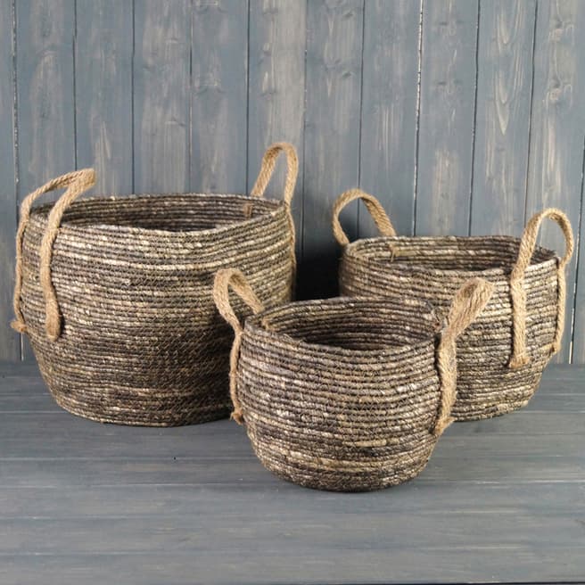 The Satchville Gift Company Set Of 3 Woven Baskets