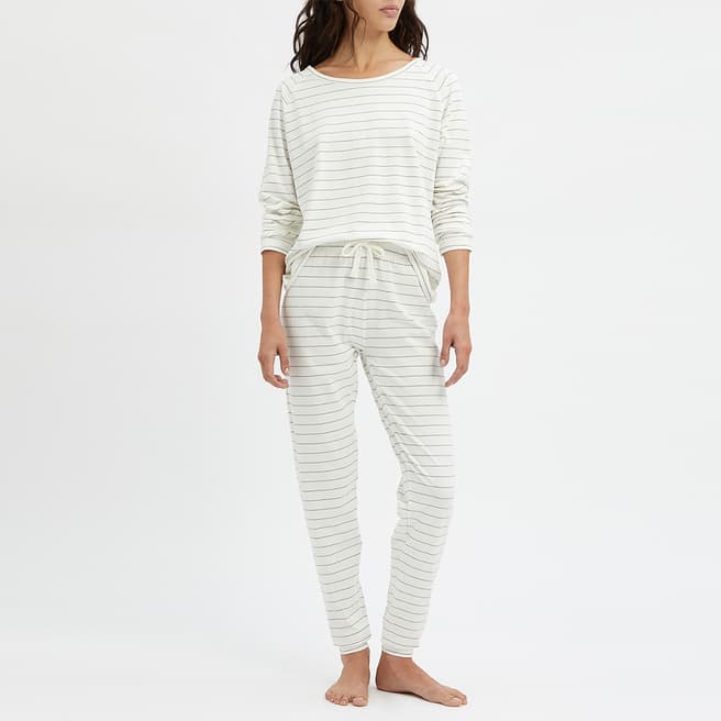 N°· Eleven Cream / Grey Stripe Cotton Pyjama Set