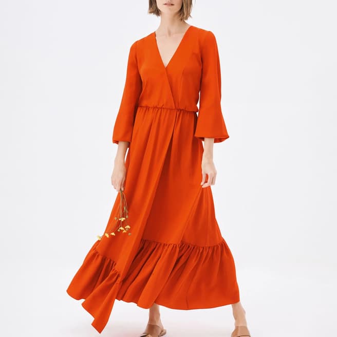 Hobbs London Orange Valenica Silk Wrap Dress