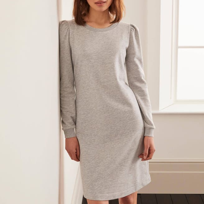 Boden Grey Puff Sleeve Sweatshirt Dress