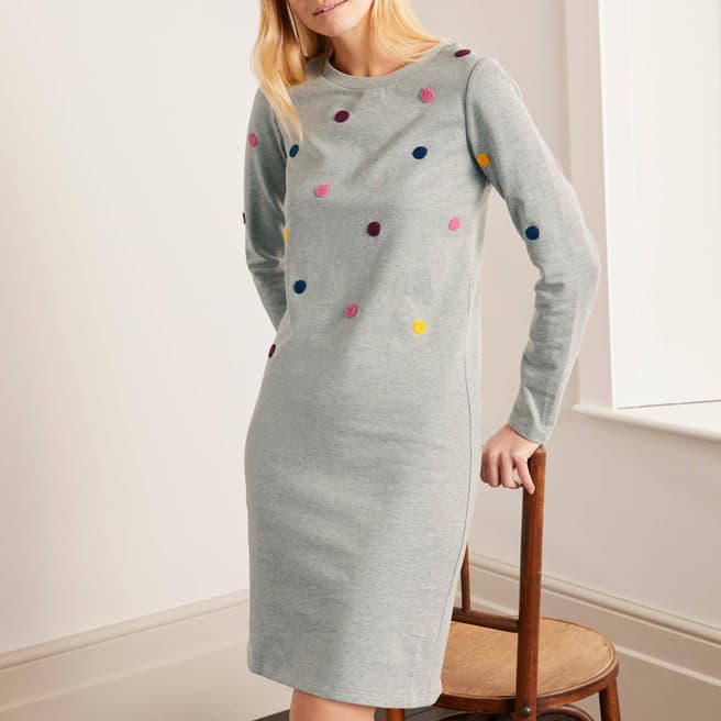 Boden Grey Boucle Spot Sweatshirt Dress