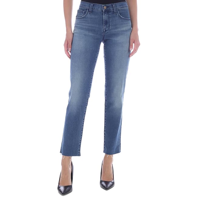 J Brand Washed Blue Adele Mid Rise Straight Stretch Jeans