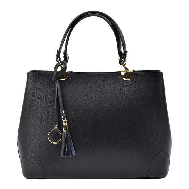 Isabella Rhea Black Leather Top Handle Bag 