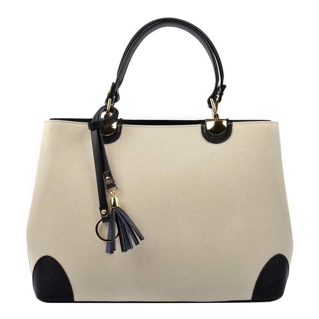 Isabella Rhea Beige Leather Top Handle Bag