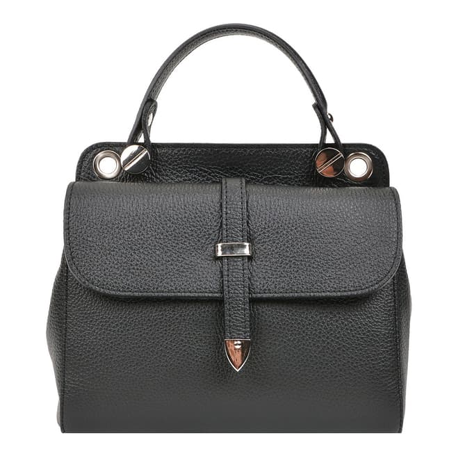 Carla Ferreri Black Leather Top Handle Bag 