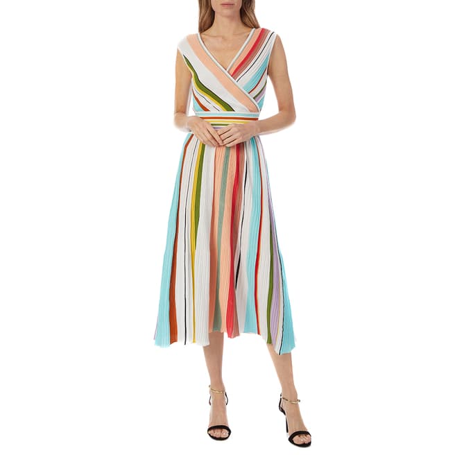 Missoni Multi Stripe Cotton Pleated Midi Dress