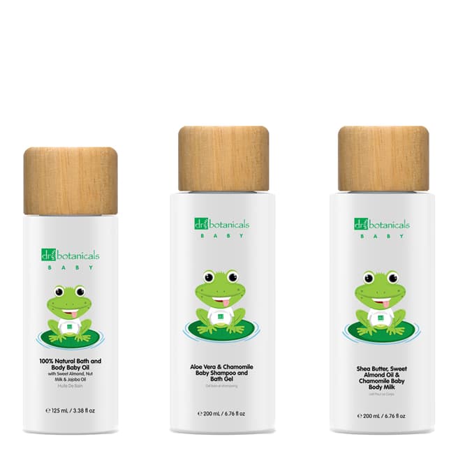 Dr. Botanicals Baby Collection Shampoo and Bath Gel, Body Oil and Milk