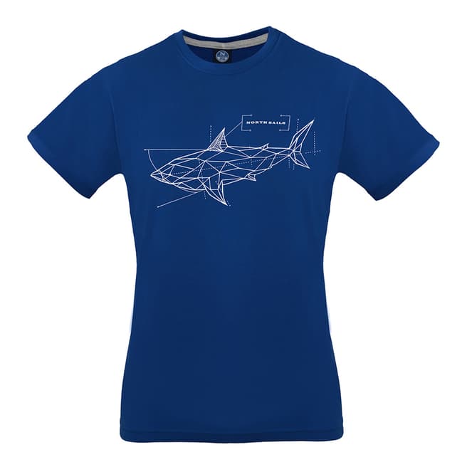 NORTH SAILS Blue Shark Print Cotton T-Shirt