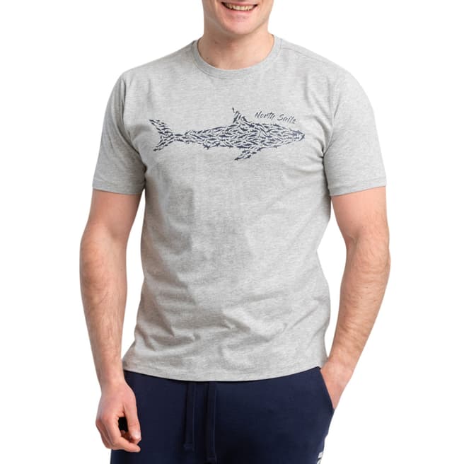 NORTH SAILS Grey Shark Print Cotton T-Shirt
