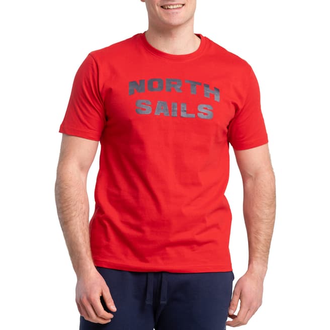 NORTH SAILS Red Logo Graphic Print Cotton T-Shirt