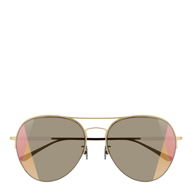 Bottega Veneta Unisex Gold/Brown Bottega Veneta Sunglasses 56mm
