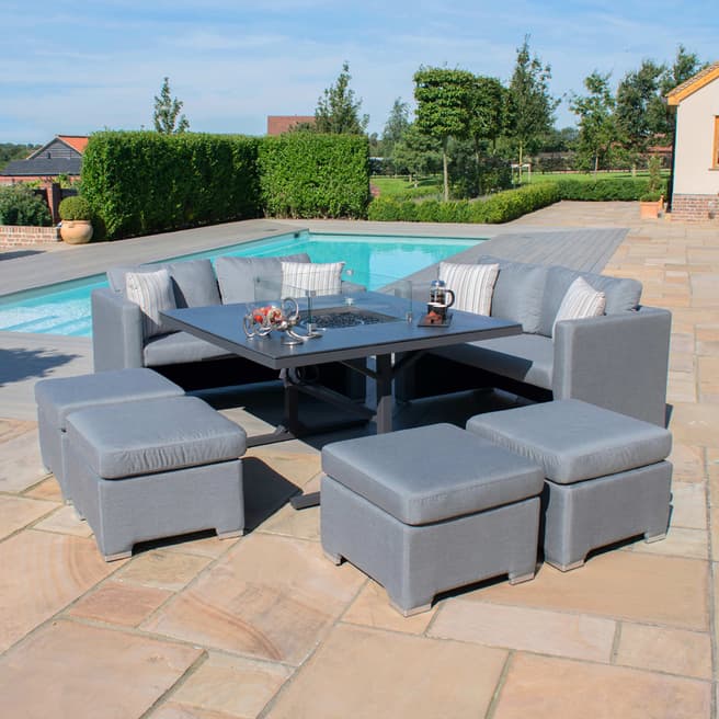 Maze SAVE £840 - Fuzion Cube Sofa Set with Fire Pit, Flanelle