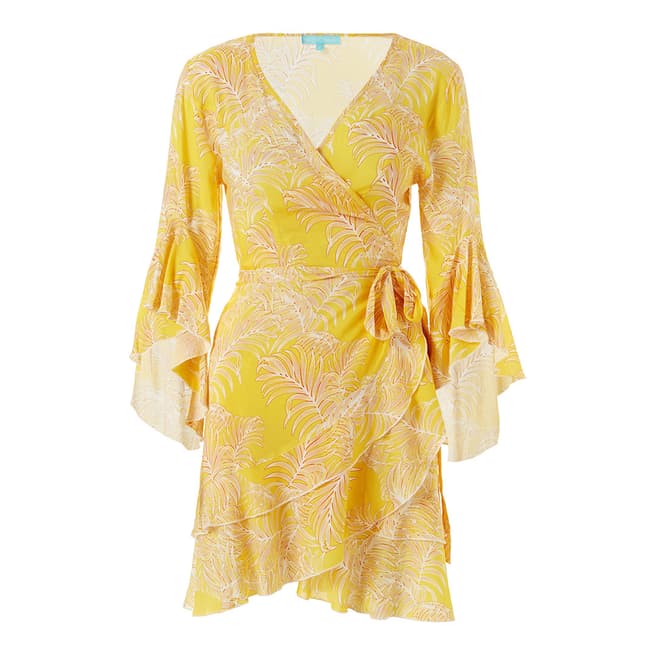 Melissa Odabash Yellow Kirsty Tropical Wrap Dress