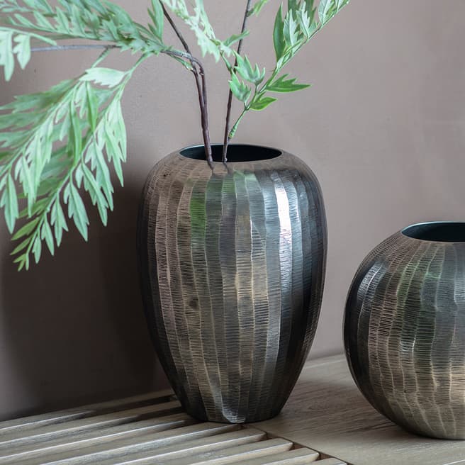 Gallery Living Kobir Vase Round, Antique Nickel 