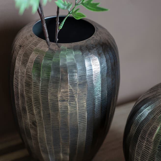 Gallery Living Kobir Vase Tall, Antique Nickel 