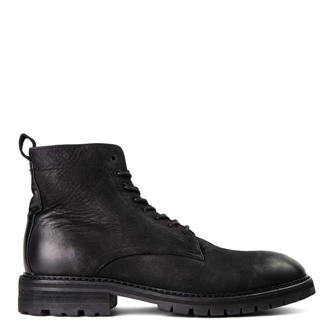 Hudson London Black Leather Howden Shearling Boots
