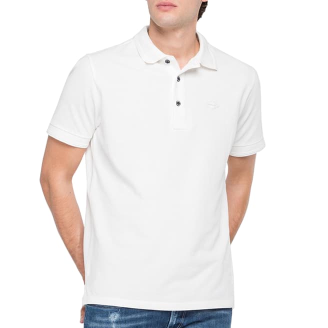 Replay White Cotton Pique Polo Shirt