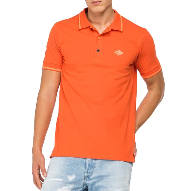 Replay Orange Pique Stretch Cotton Polo Shirt