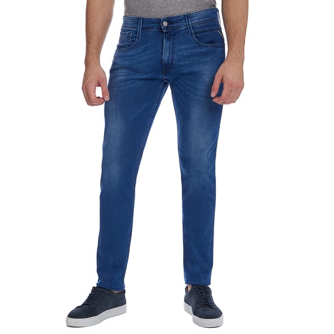 Replay Blue Anbass Hyperflex Re-Used Slim Jeans
