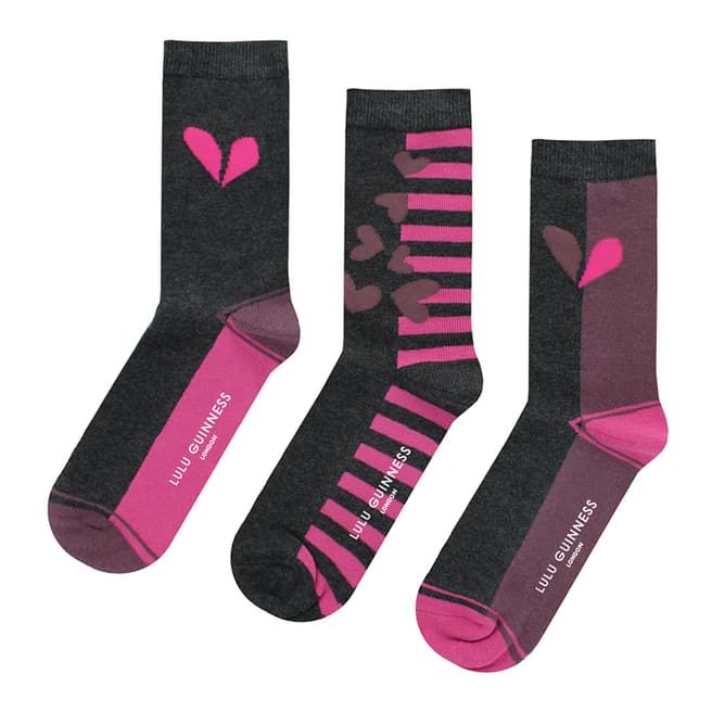Lulu Guinness Multi 3 Pack Jacquard Socks