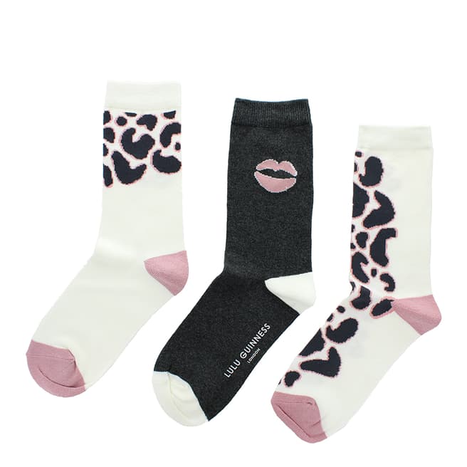 Lulu Guinness Multi 3 Pack Jacquard Socks