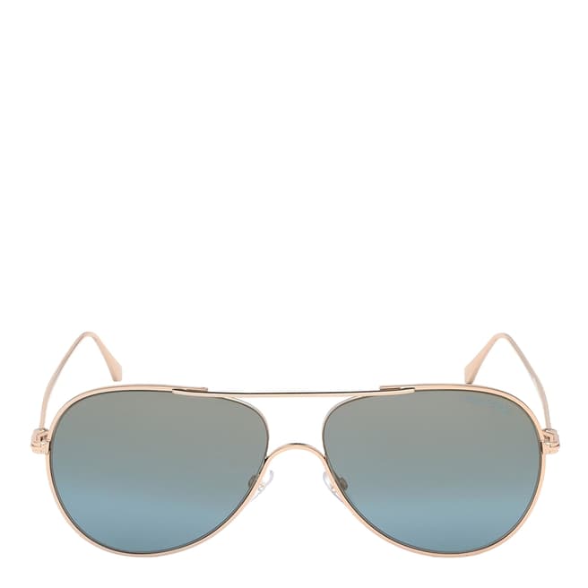 Tom Ford Unisex Gold/Blue Tom Ford Sunglasses 60mm