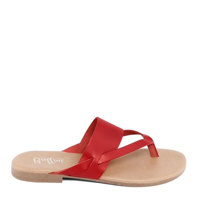 Battini Red Leather Toe Thong Sandal