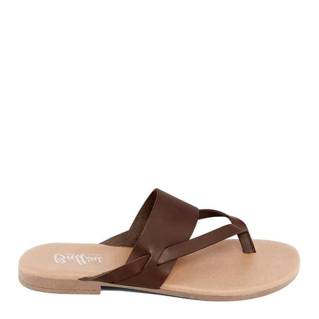 Battini Brown Leather Toe Thong Sandal