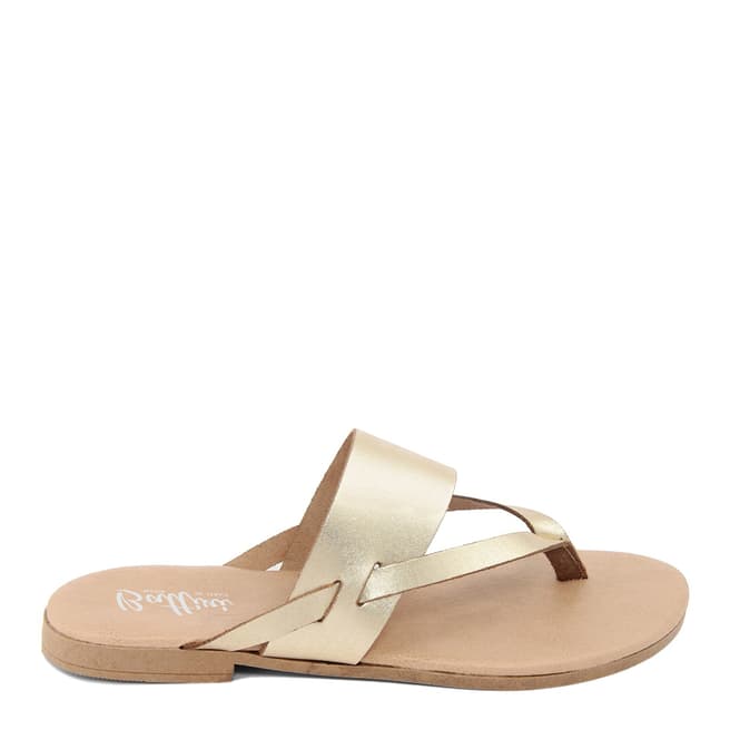 Battini Gold Leather Toe Thong Sandal