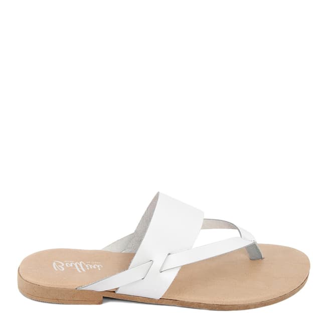 Battini White Leather Toe Thong Sandal