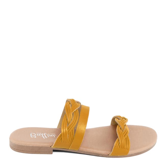Battini Mustard Leather Triple Strap Sandal