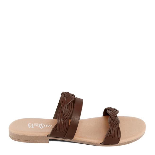 Battini Brown Leather Triple Strap Sandal