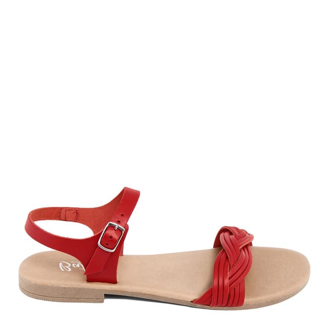 Battini Red Leather Single Strap Sandal