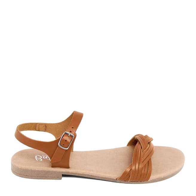 Battini Tan Leather Single Strap Sandal